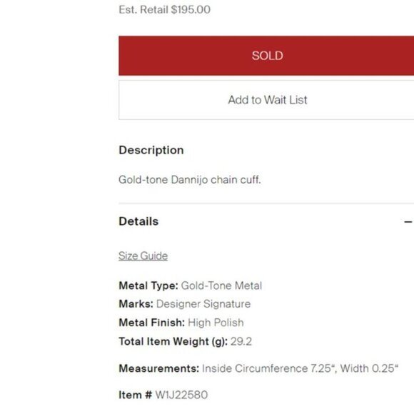 Dannijo Gold Chain Cuff Bracelet - Picture 4 of 4